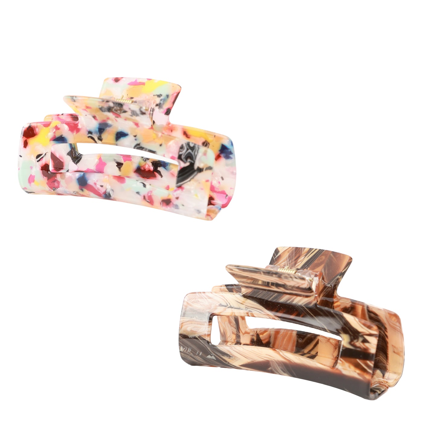2x haarklem roze & bruin