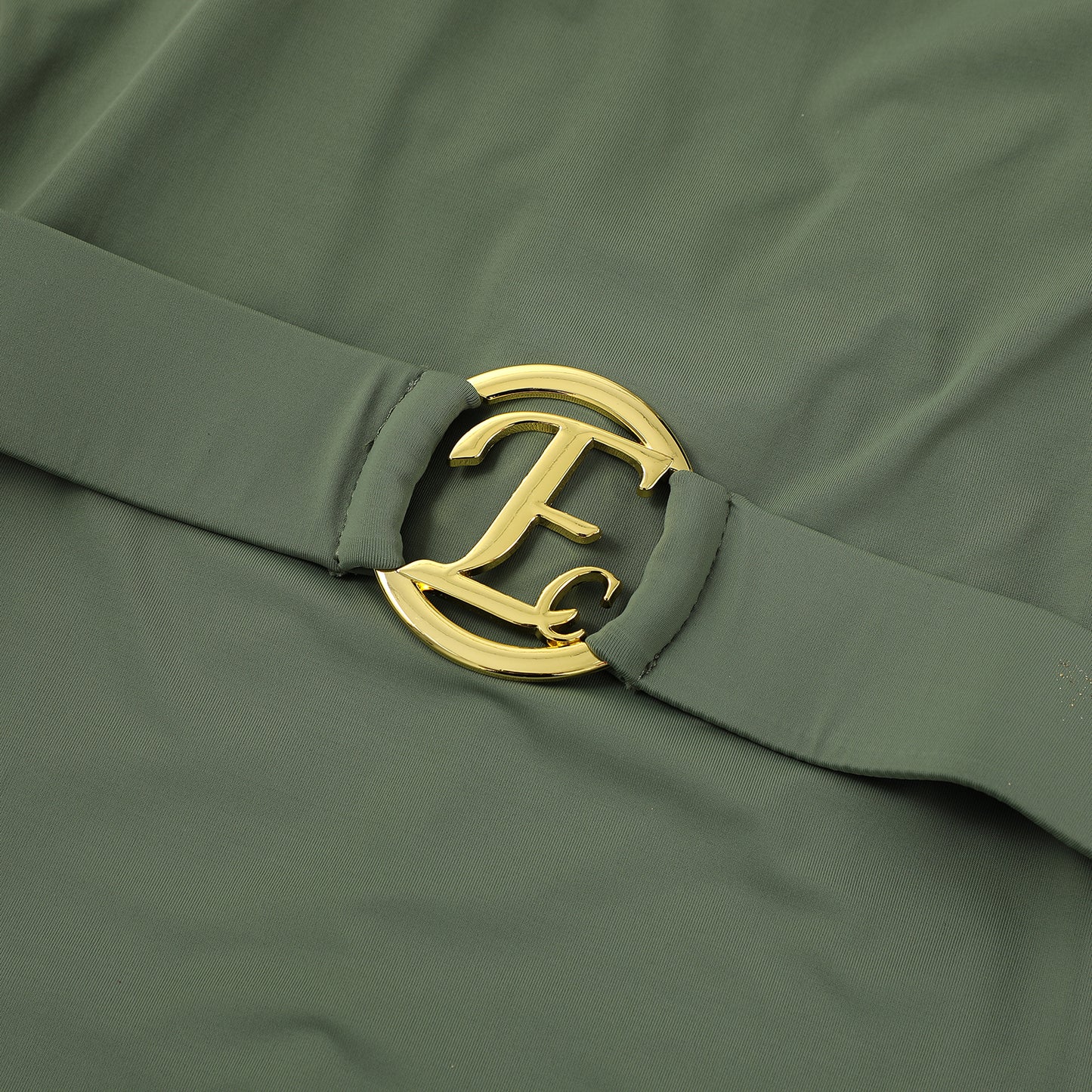 Olive green swimsuit with belt
