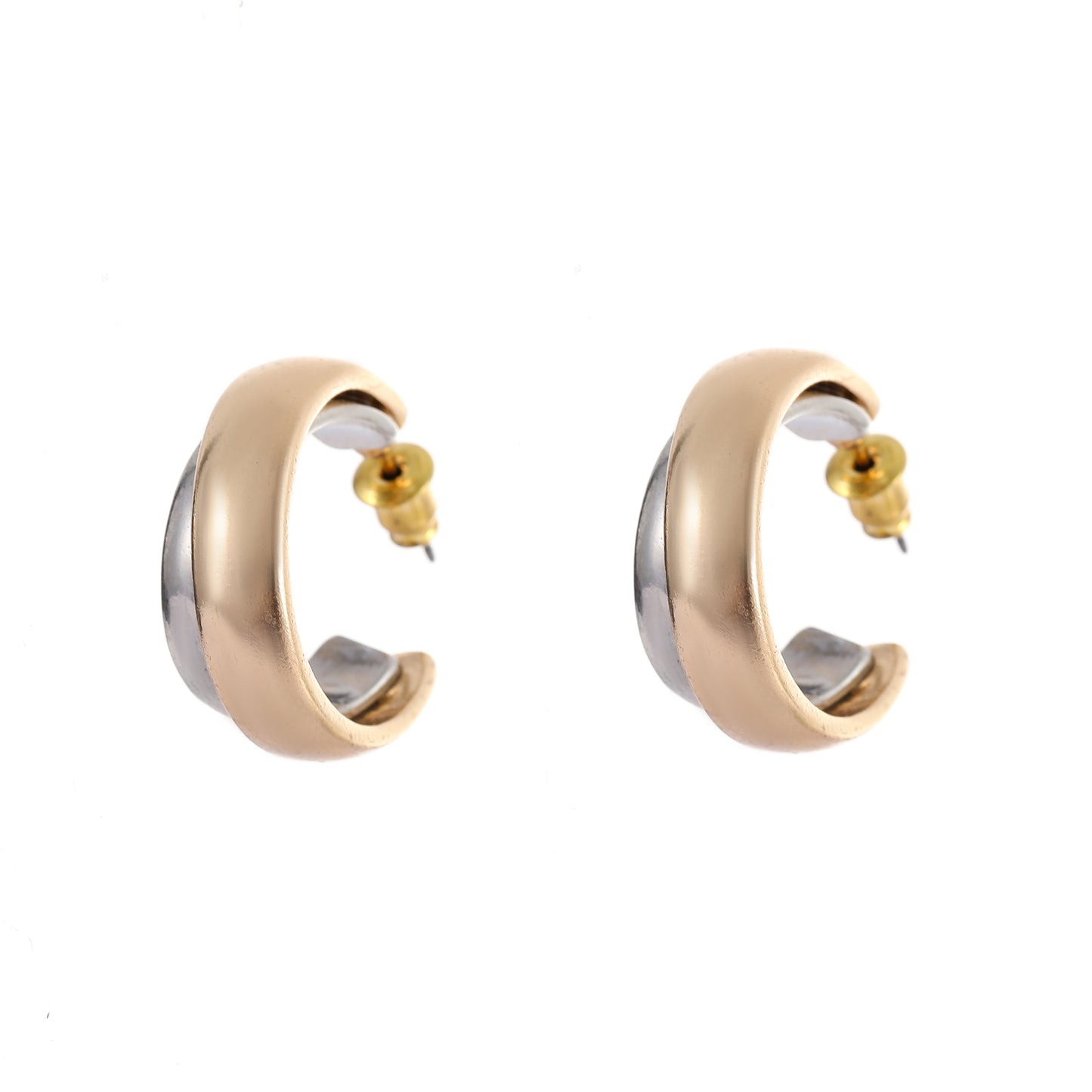 Earrings silver gold combi hoops