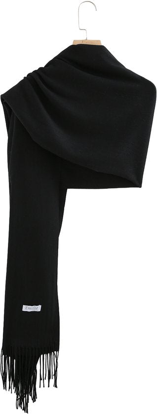 Black shawl pashmina XL 100% recycled polyester 220X90CM