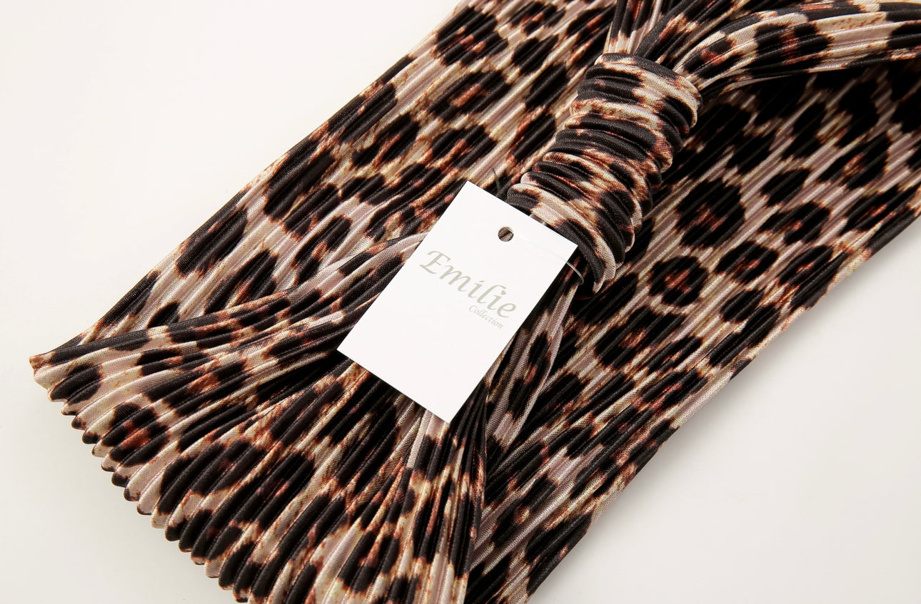 Satin headband with panther print