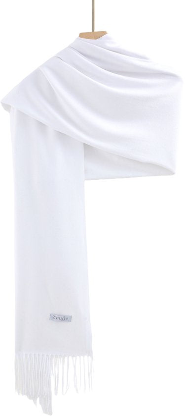 White shawl pashmina XL 100% recycled polyester 220X90CM