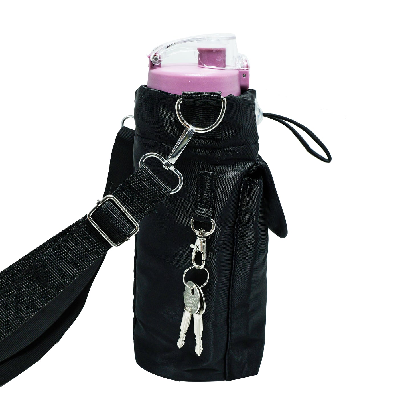 Sports water bottle bags–adjustable shoulder strap - Water-Resistant (23x14cm)-black