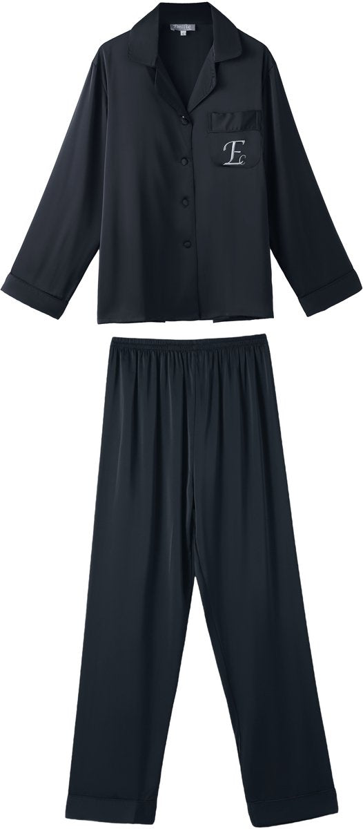 Pyjamas satin luxury trousers & shirt blue