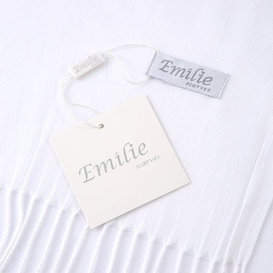 White shawl pashmina XL 100% recycled polyester 220X90CM