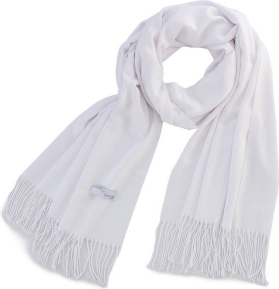 White shawl pashmina XL 100% recycled polyester 220X90CM