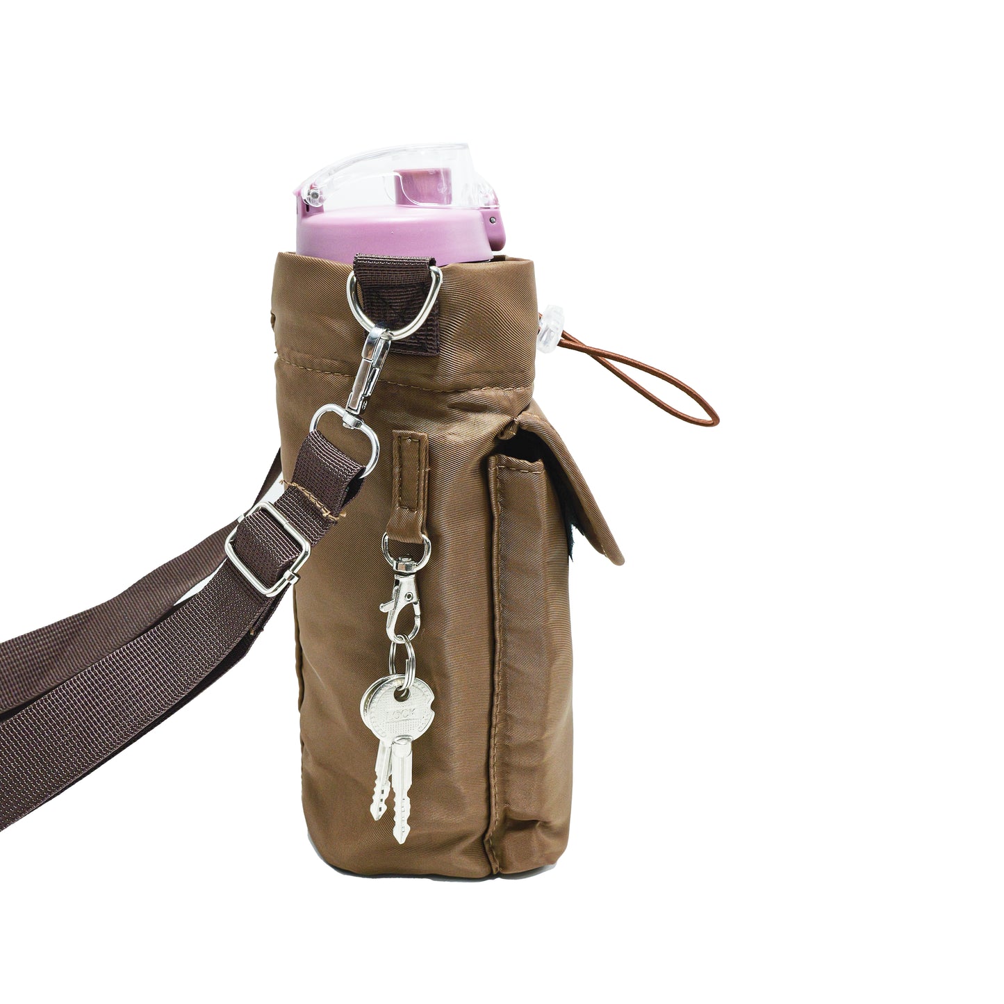 Sports water bottle bags–adjustable shoulder strap - Water-Resistant (23x14cm)-Brown