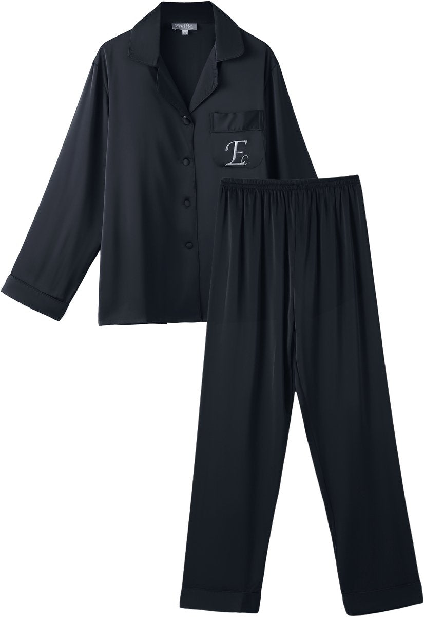 Pyjamas satin luxury trousers & shirt blue