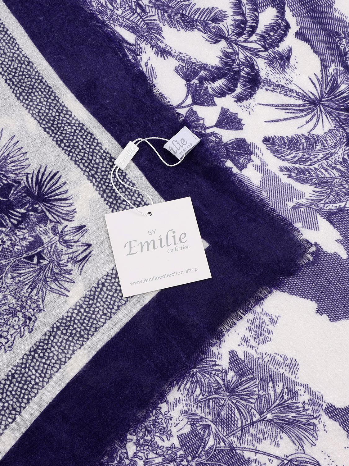 Sjaal vierkant met print blauw wit