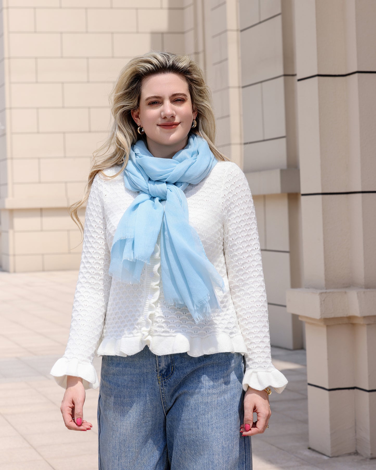 Basic scarf light blue
