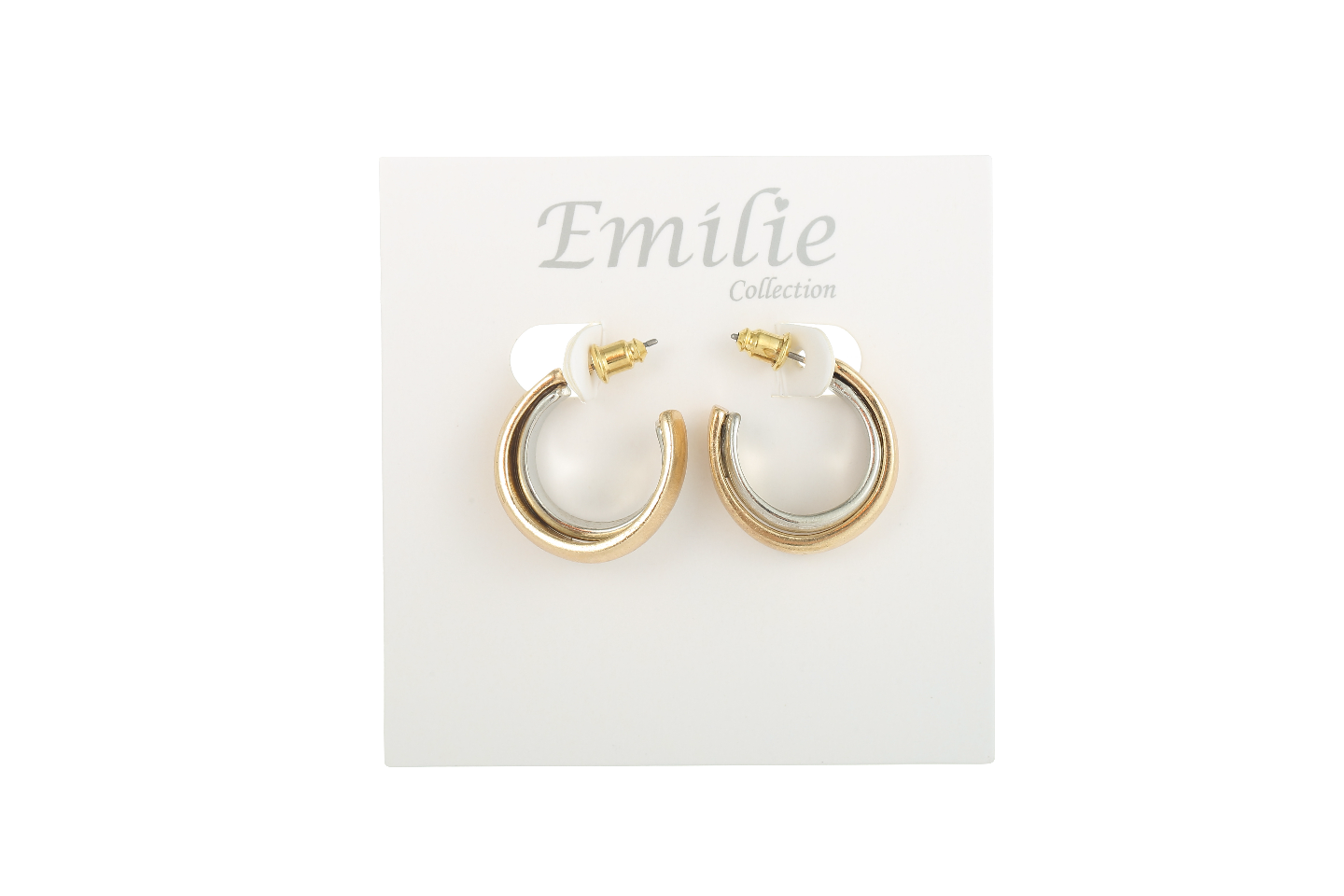 Earrings silver gold combi hoops