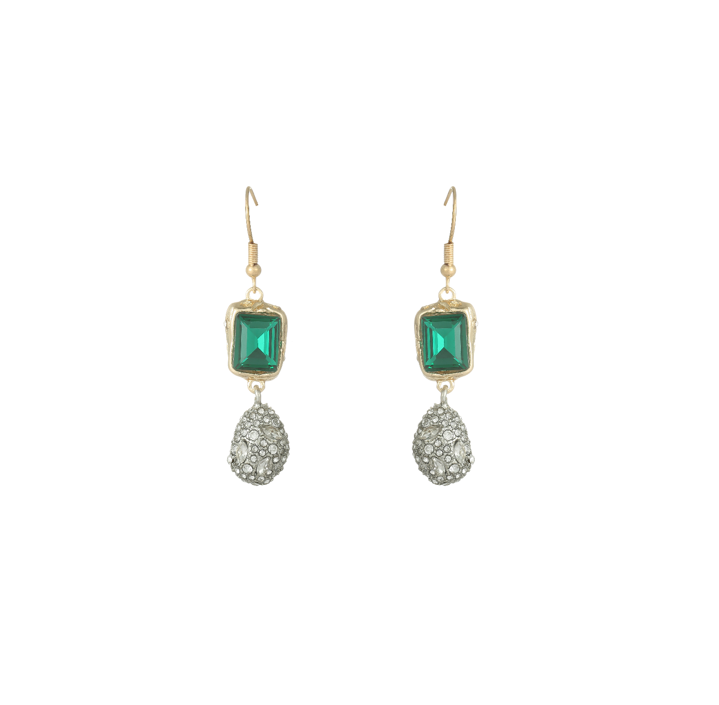 Earrings gold emerald green