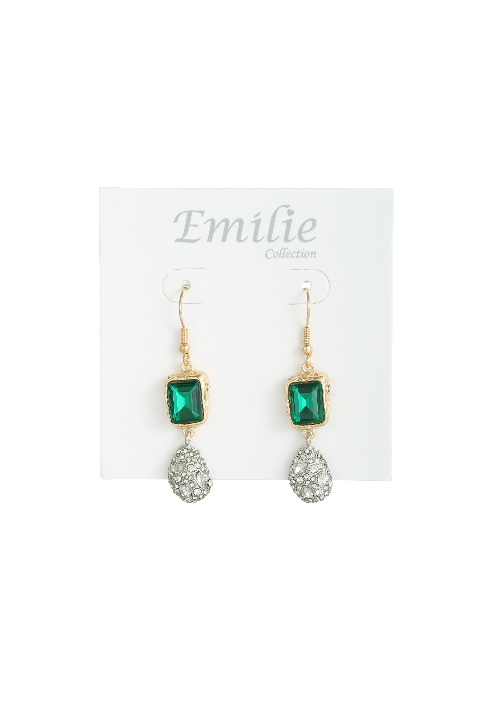 Earrings gold emerald green