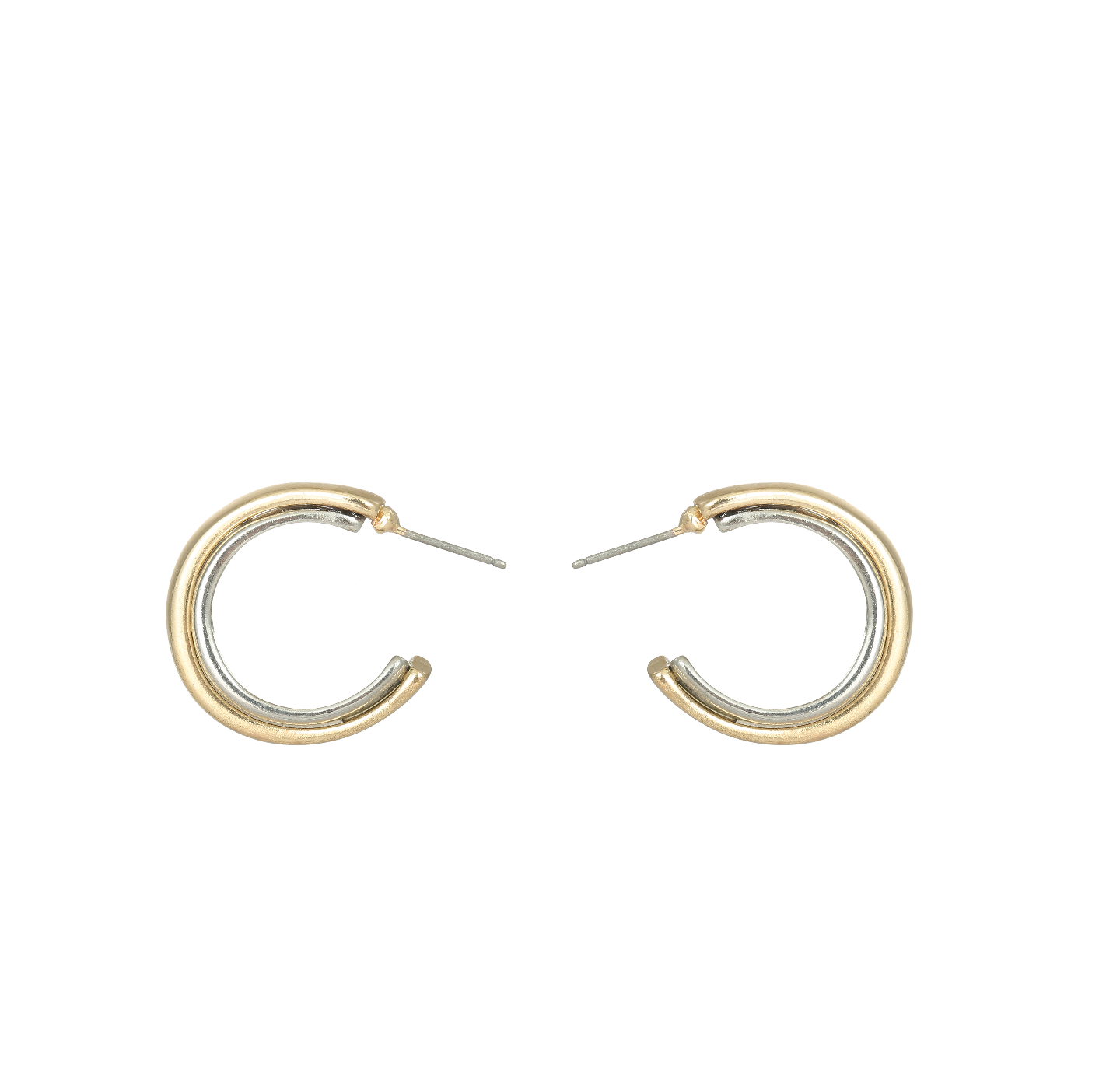 Earrings silver gold combi hoops
