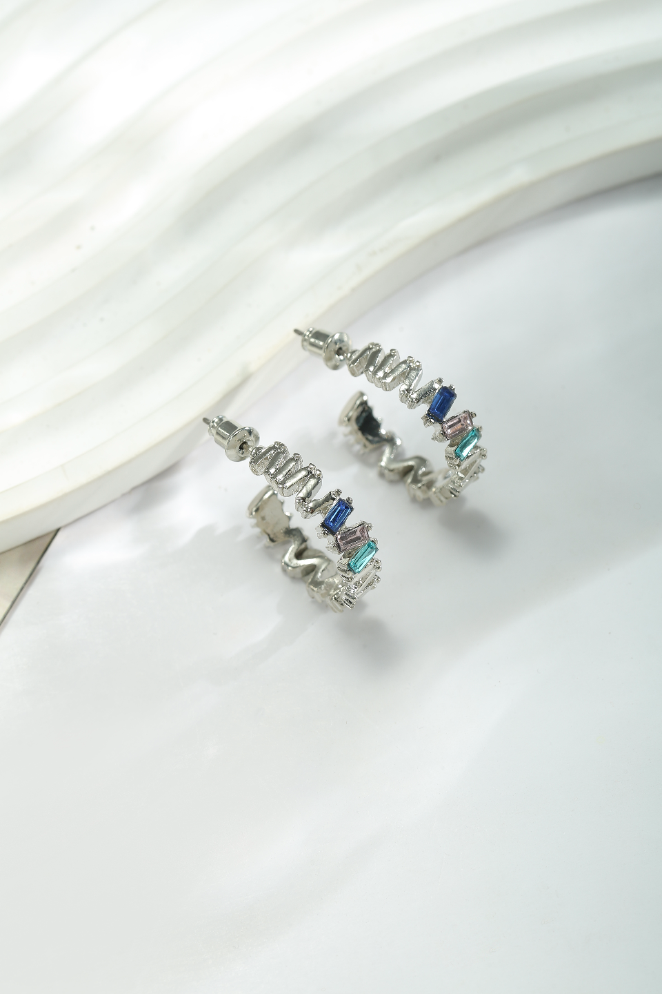 Silver earrings with stones