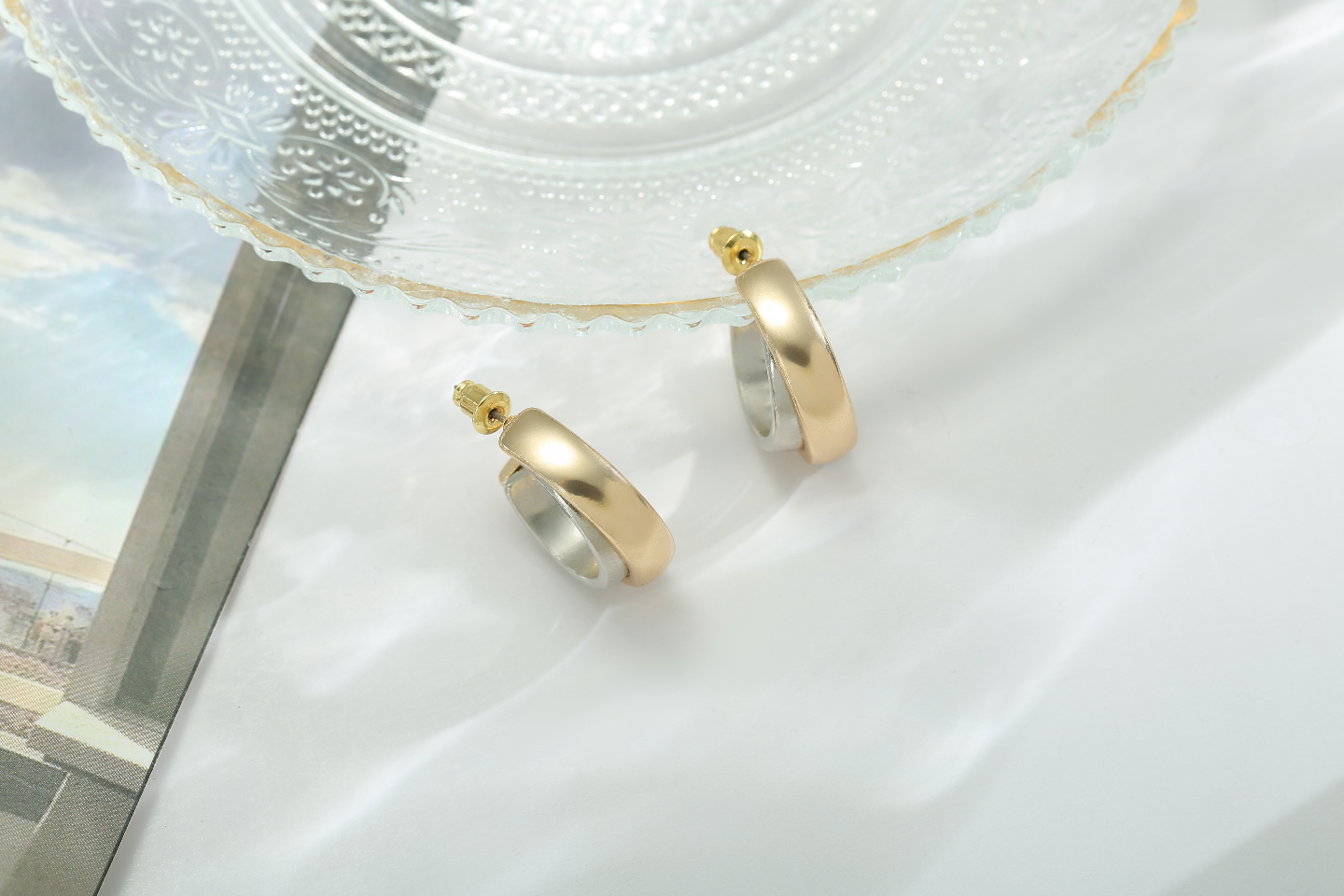 Earrings silver gold combi hoops