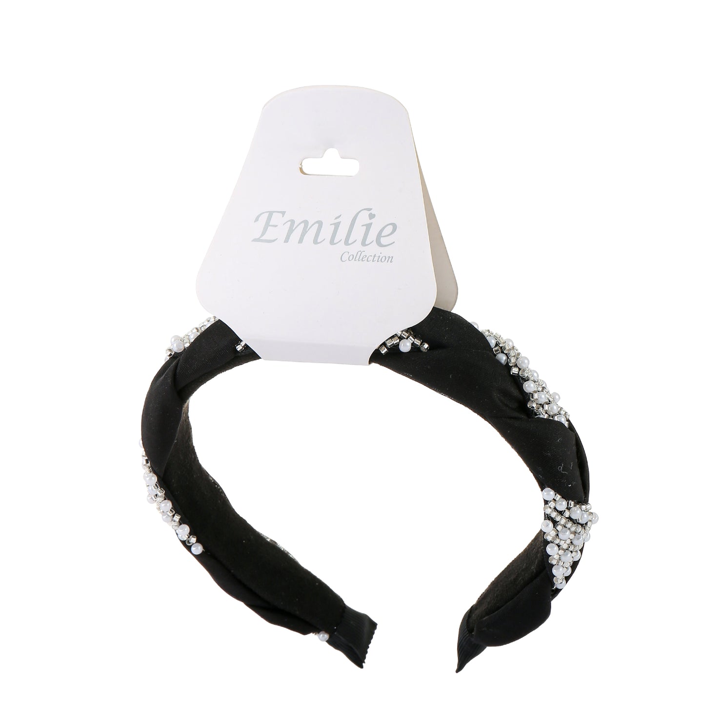 Headband pearls & stones black