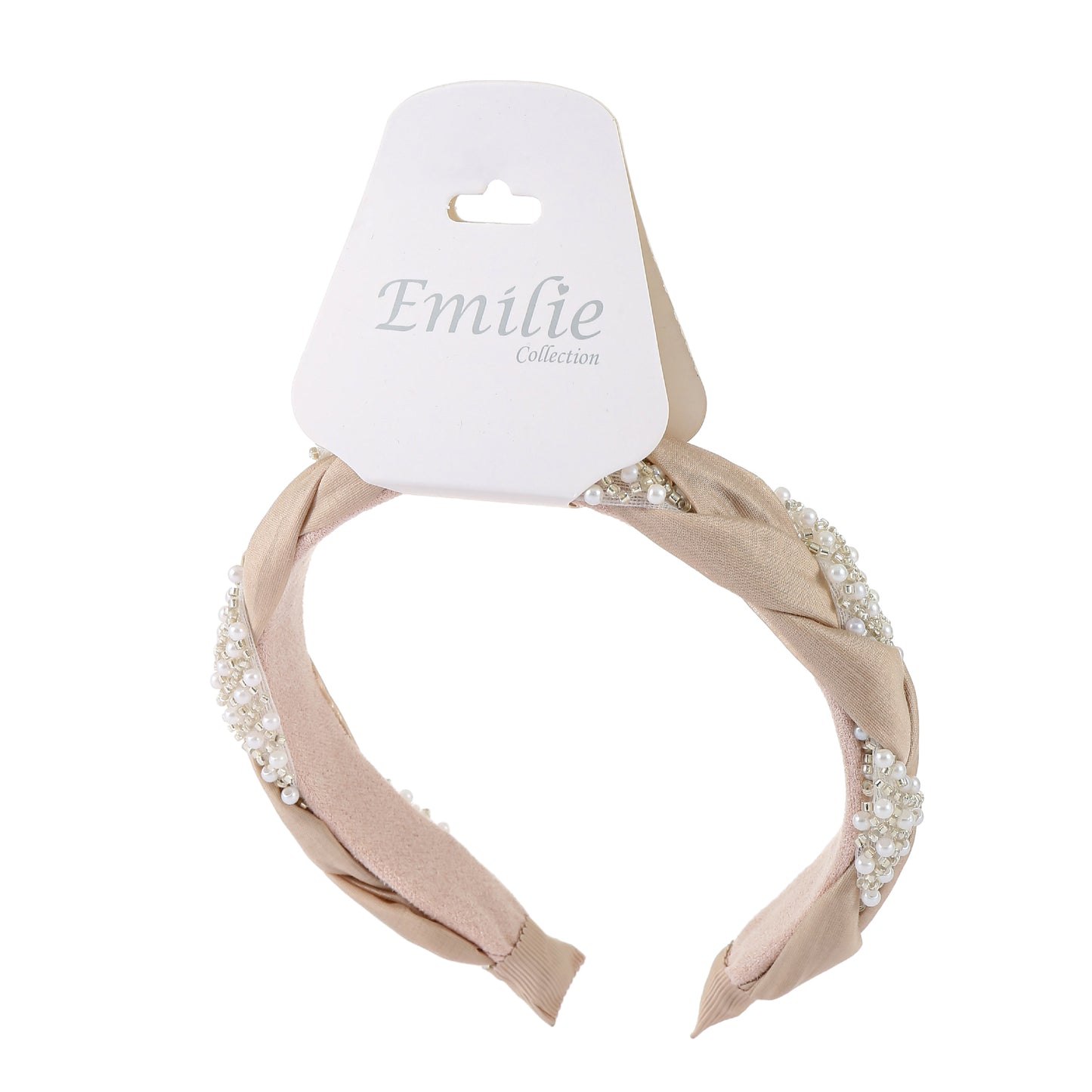 Headband pearls & stones blush