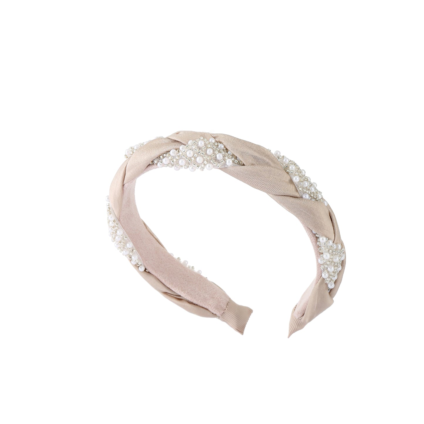 Headband pearls & stones blush