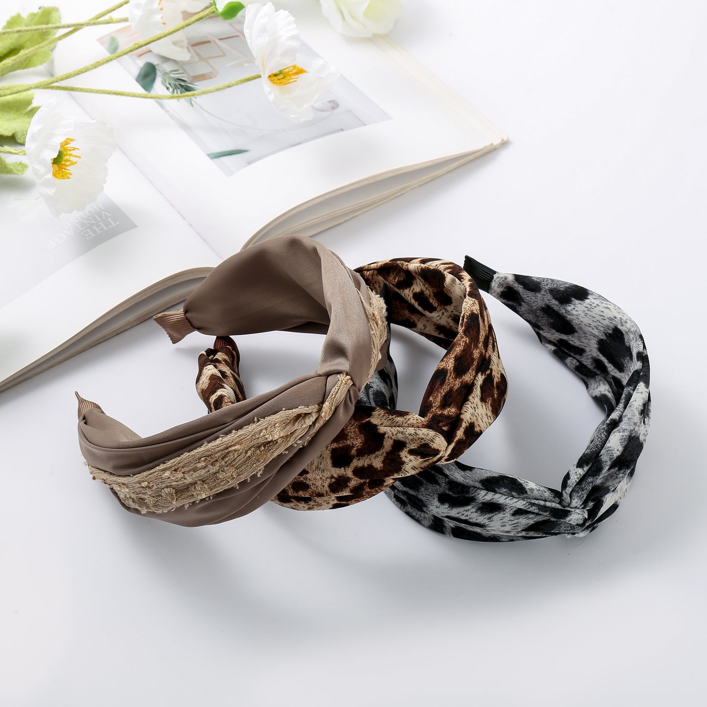 Headband panther print brown