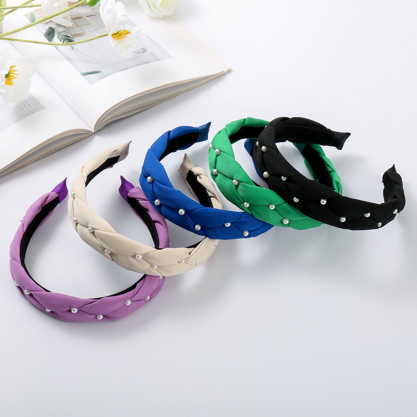 Headband pearls cobalt blue