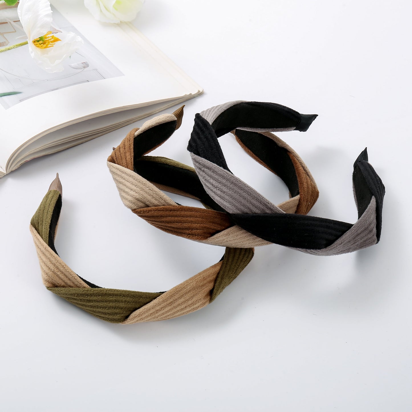 Hairband ribbed fabric olive green