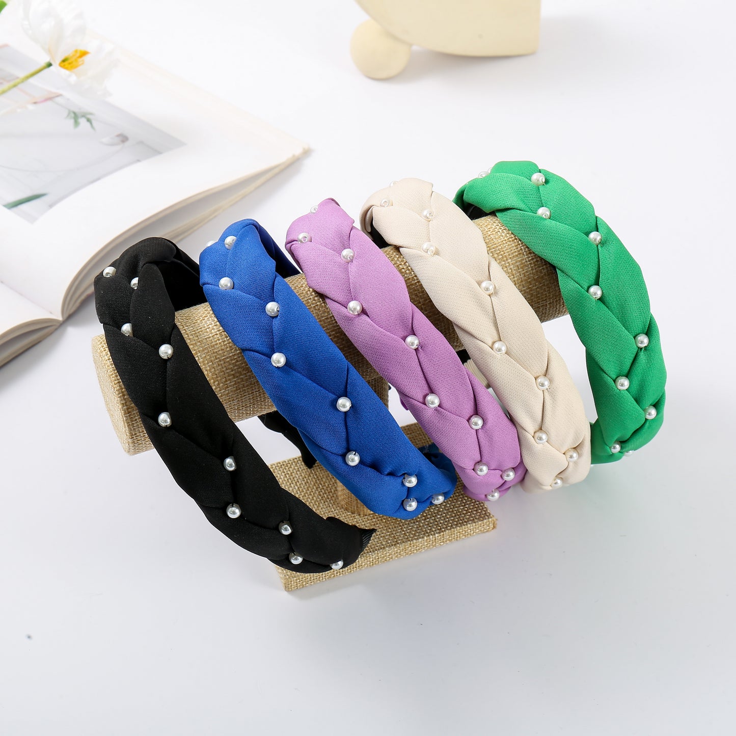 Headband pearls cobalt blue