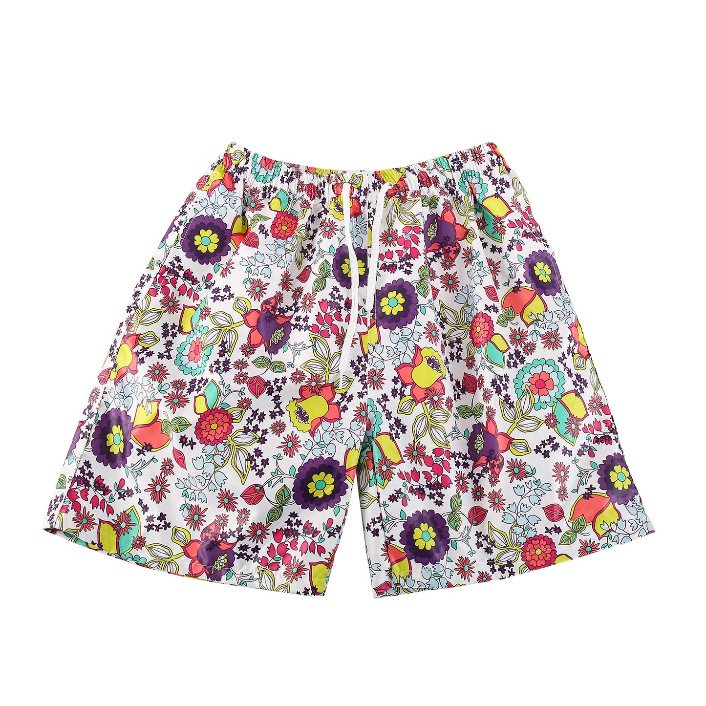 White floral print swimming trunks
