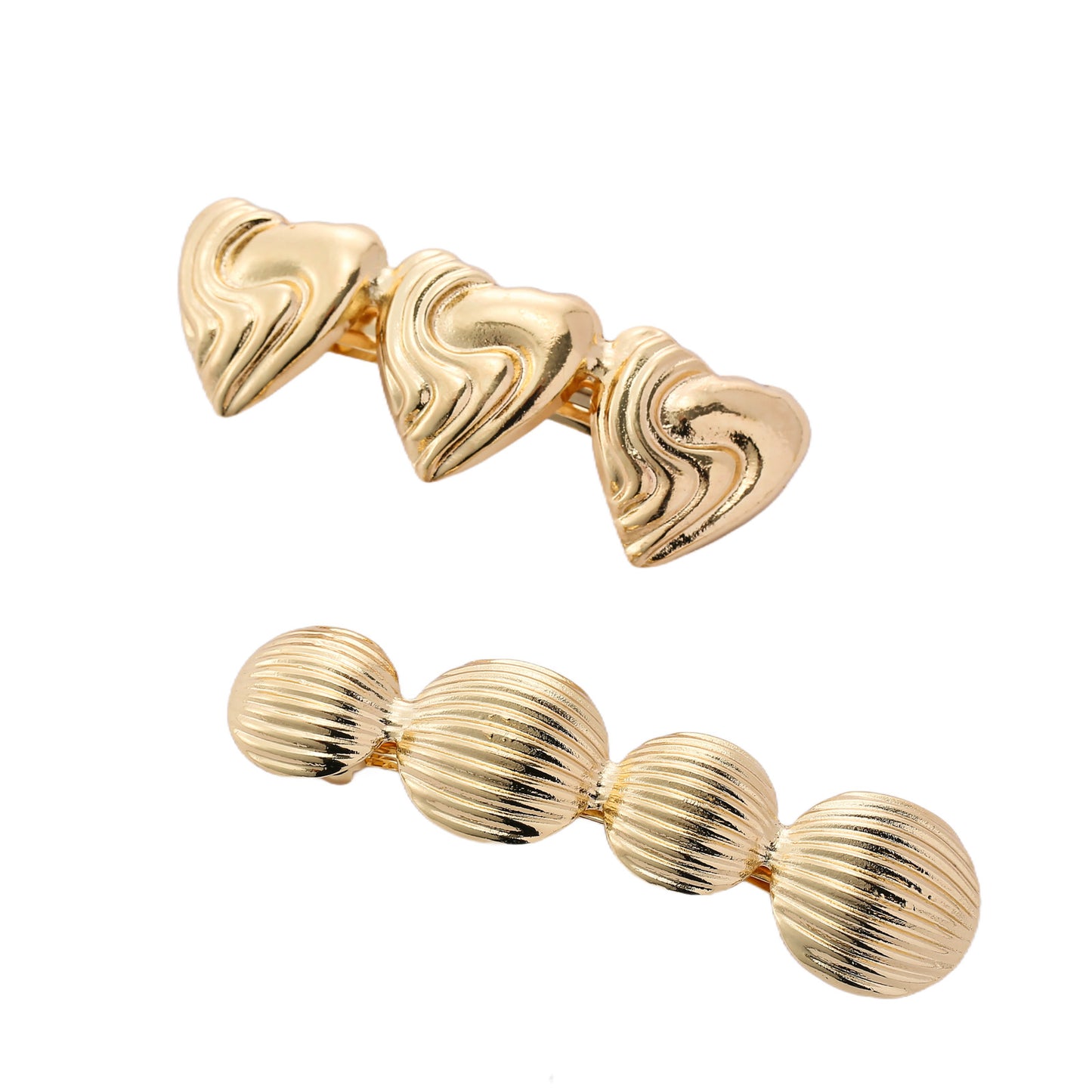 2x Haarspeld goud hartjes