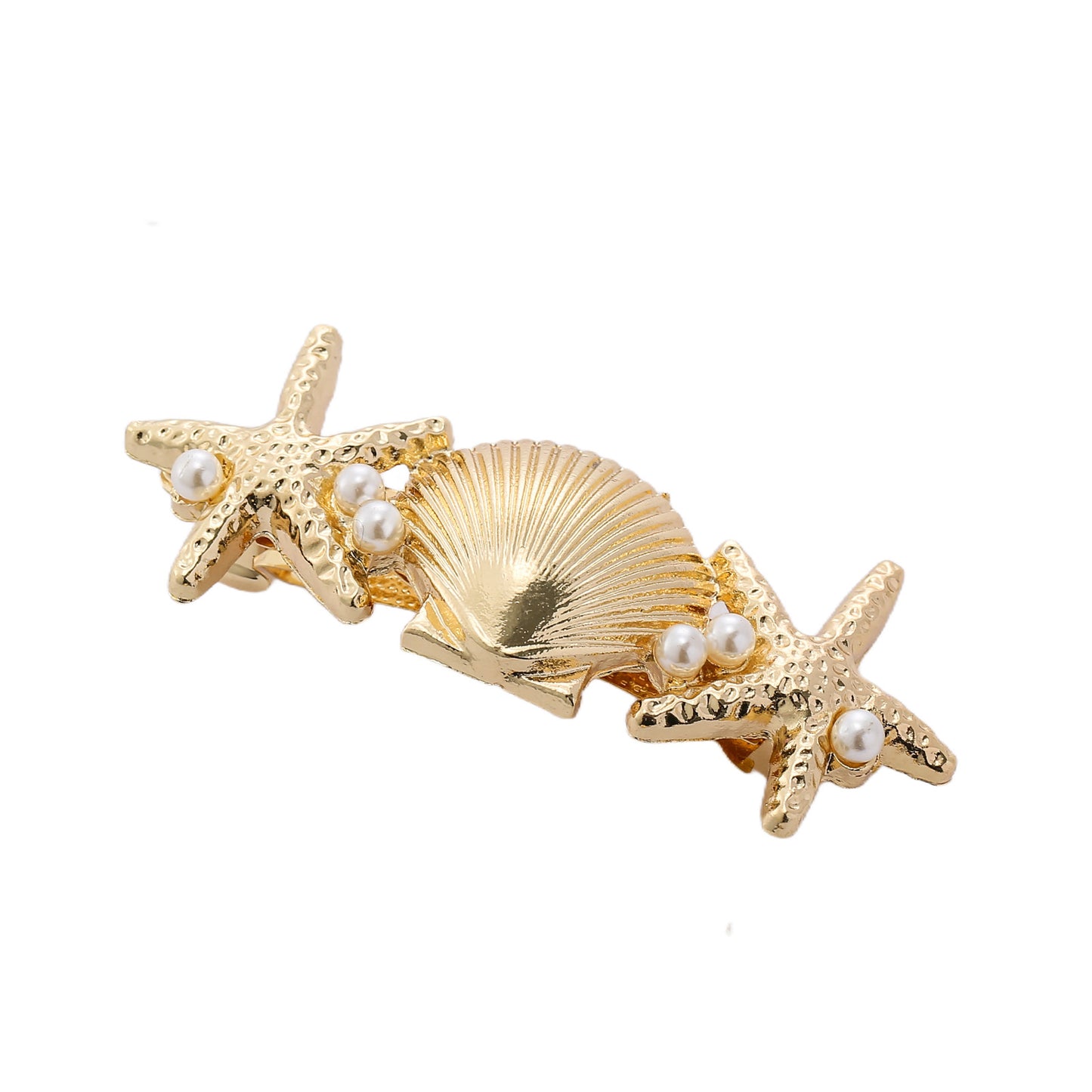 2x Haarspeld goud schelpen