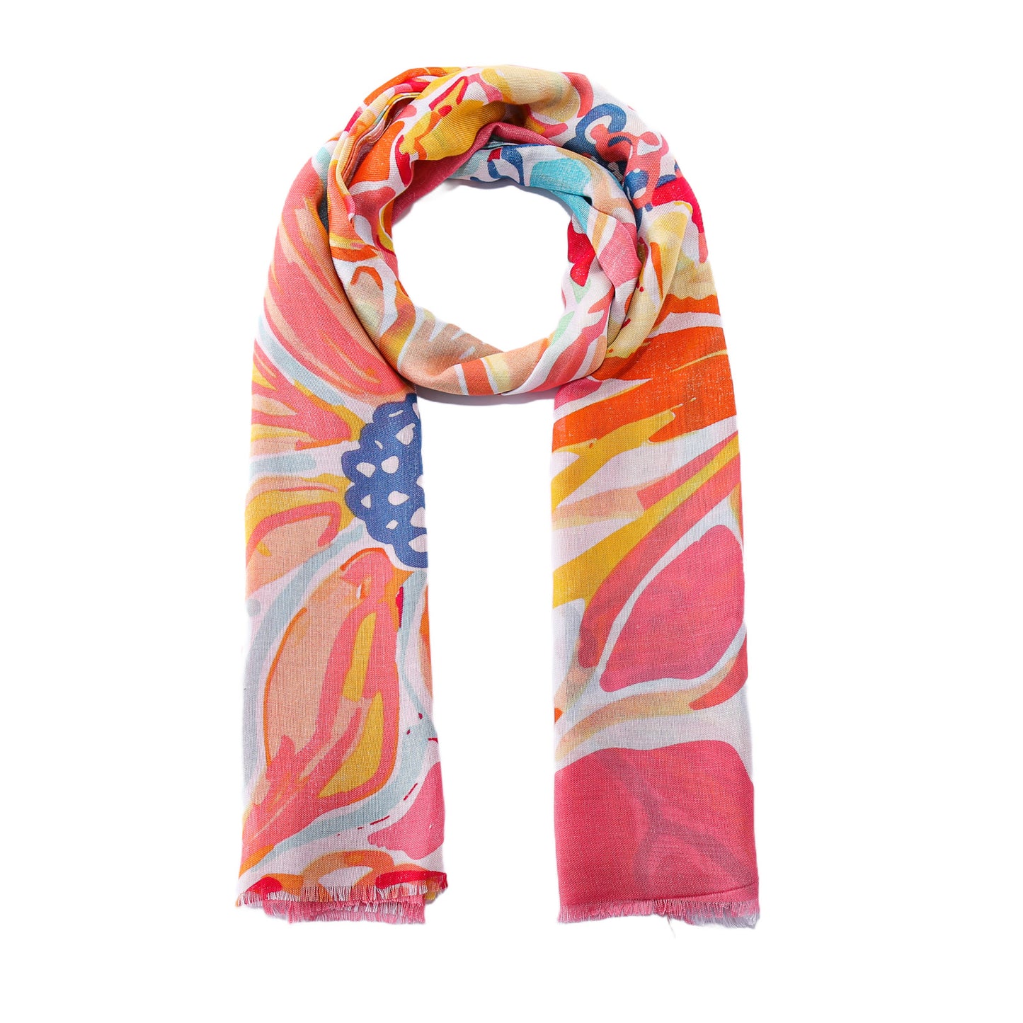 Scarf floral print pink