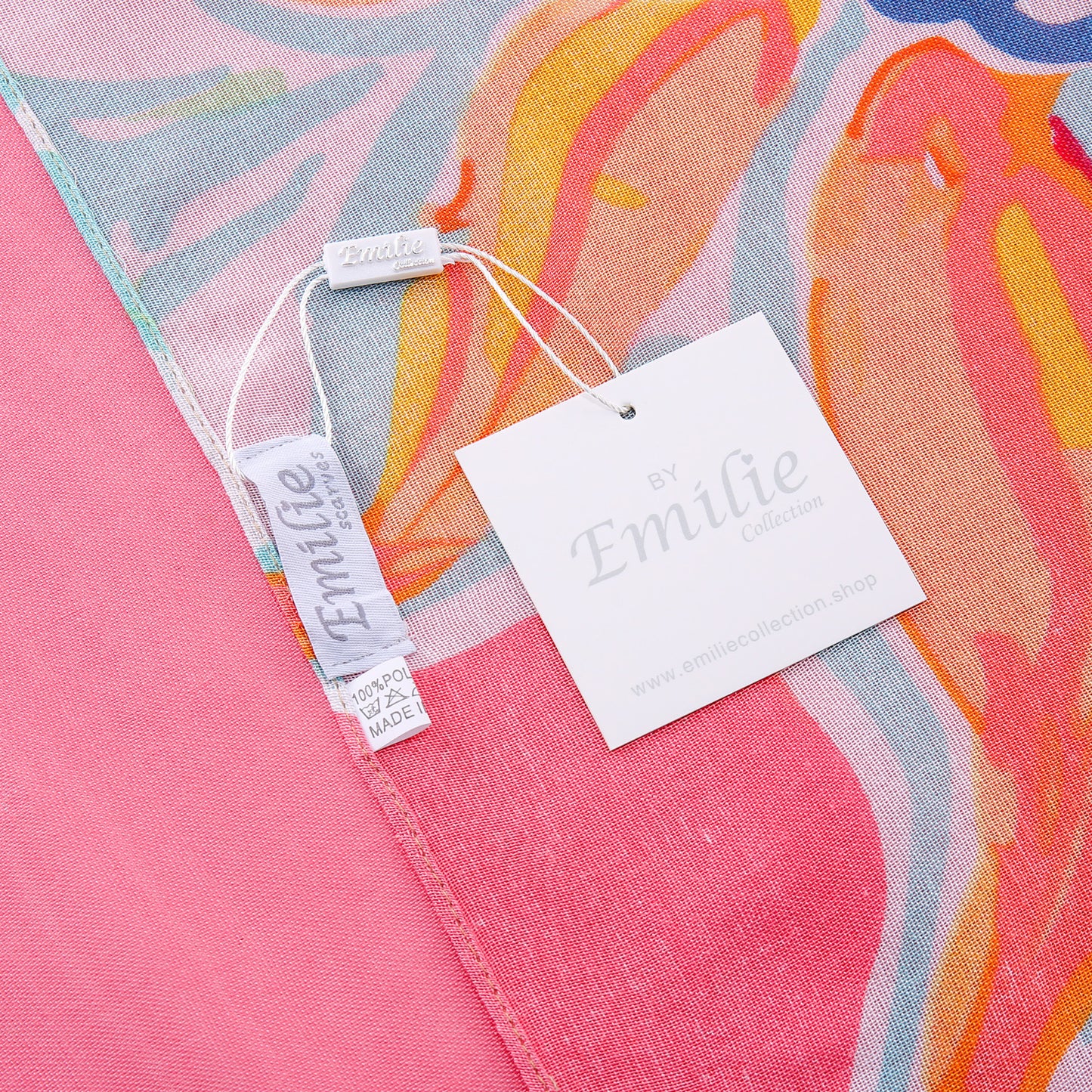Scarf floral print pink