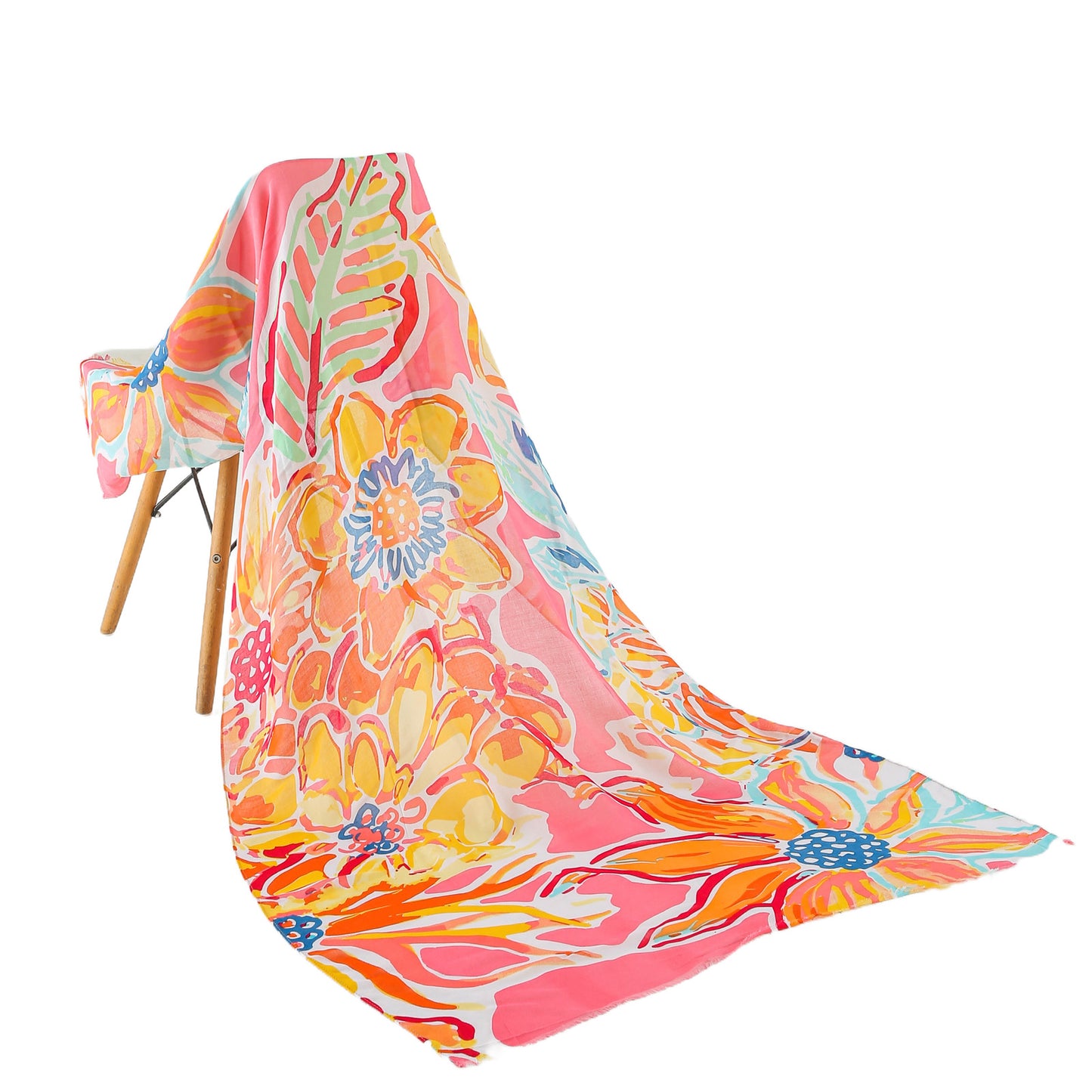 Scarf floral print pink
