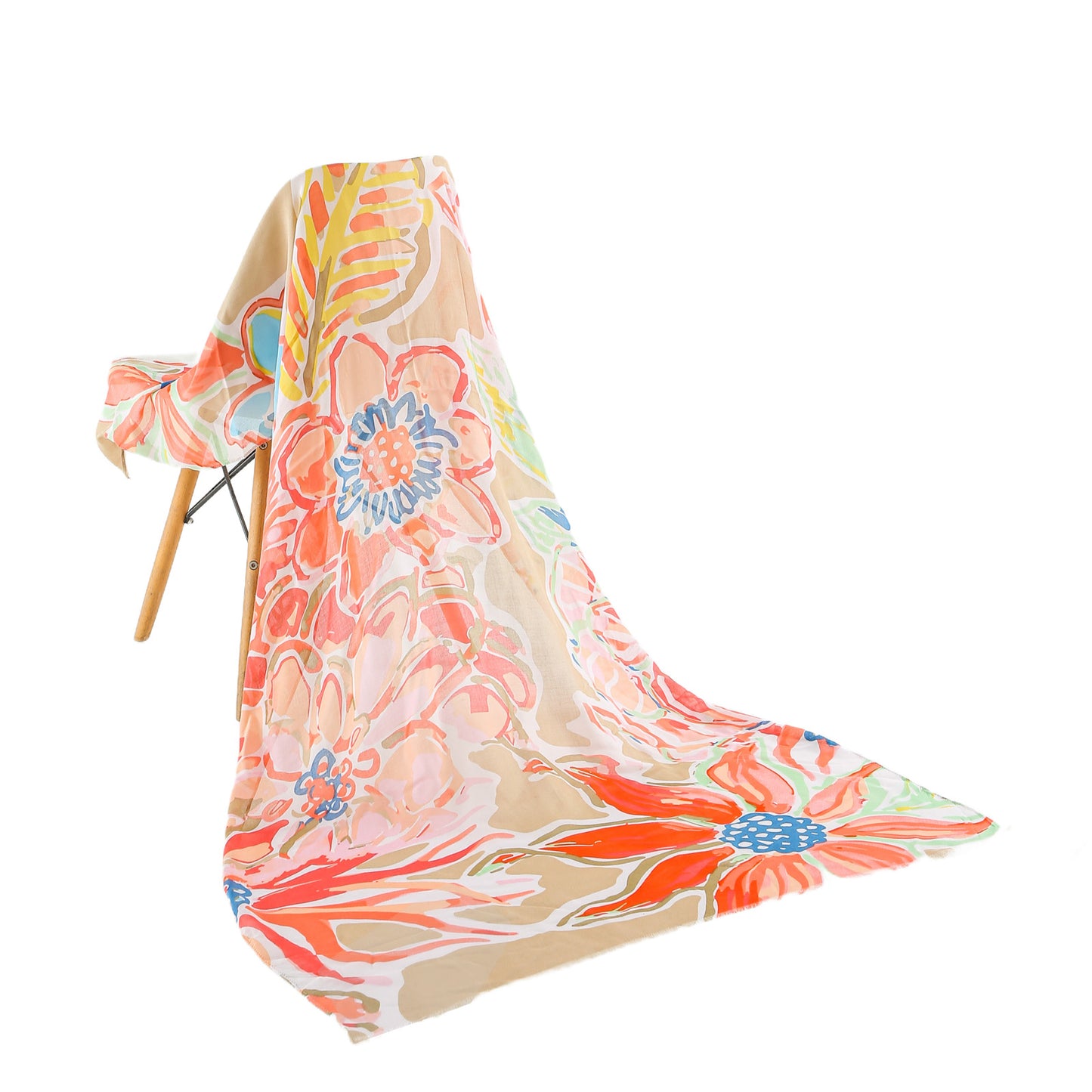 Sjaal bloemenprint beige