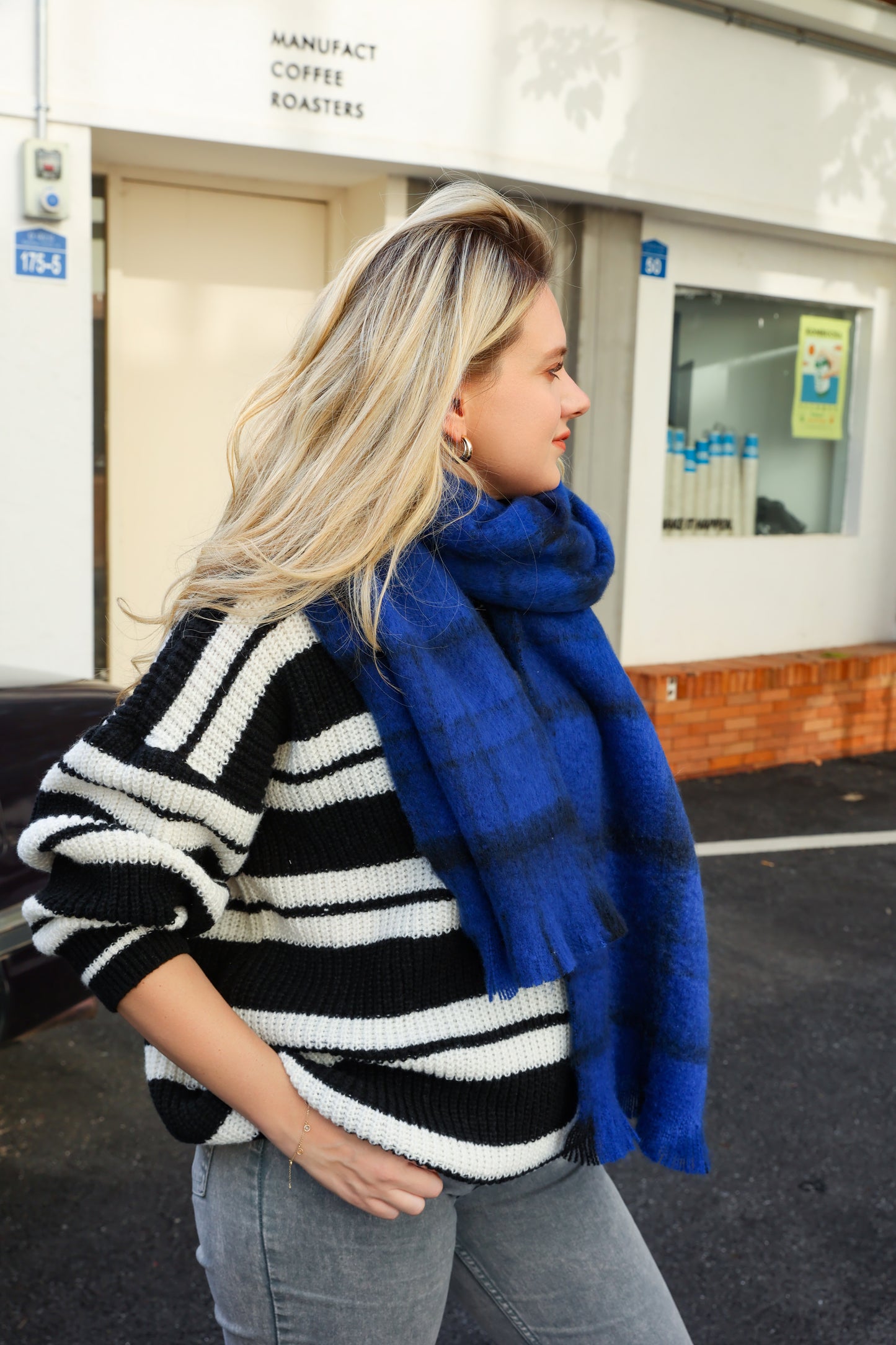 Winter scarf cobalt blue