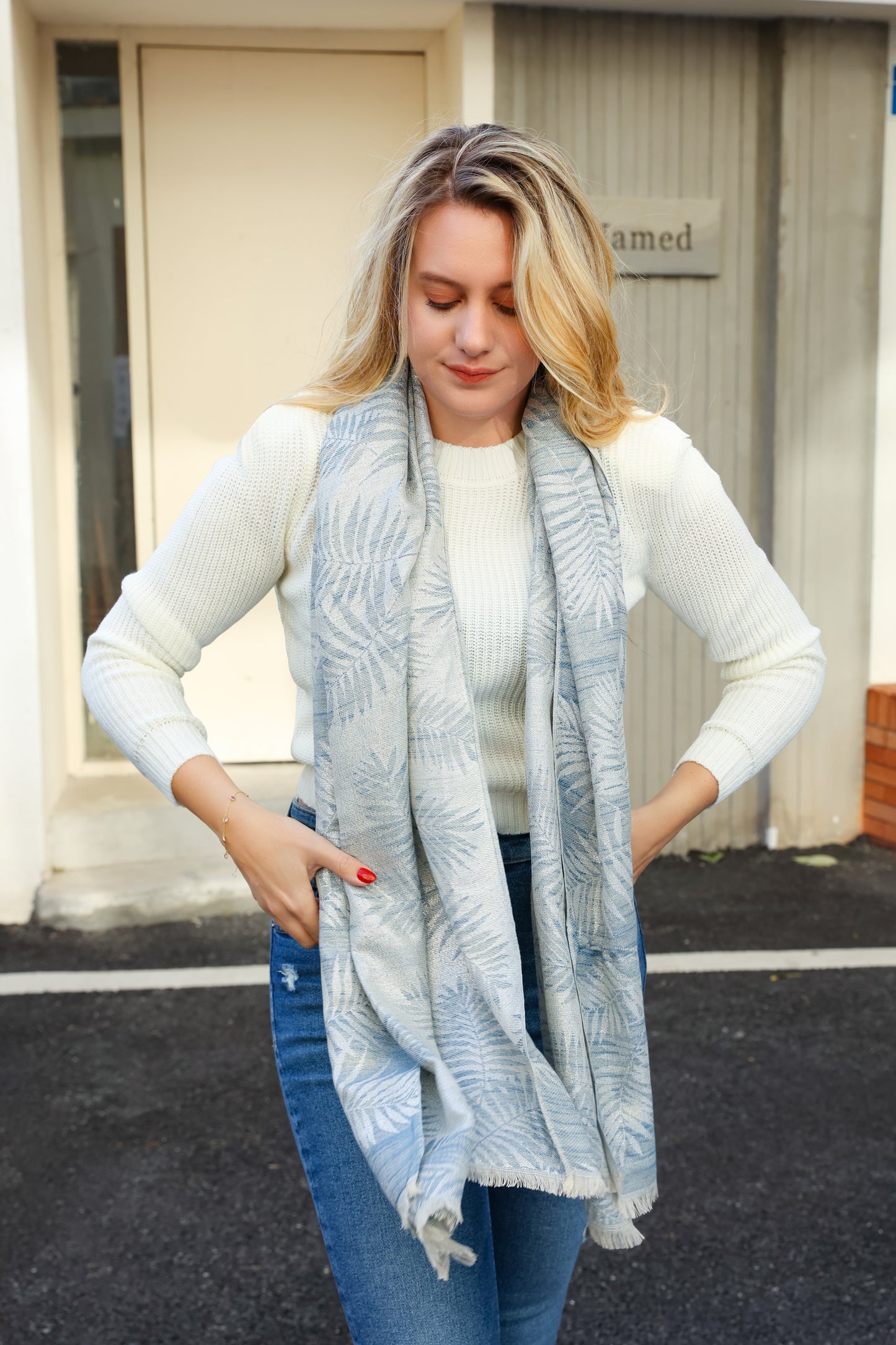 Glitter scarf ice blue