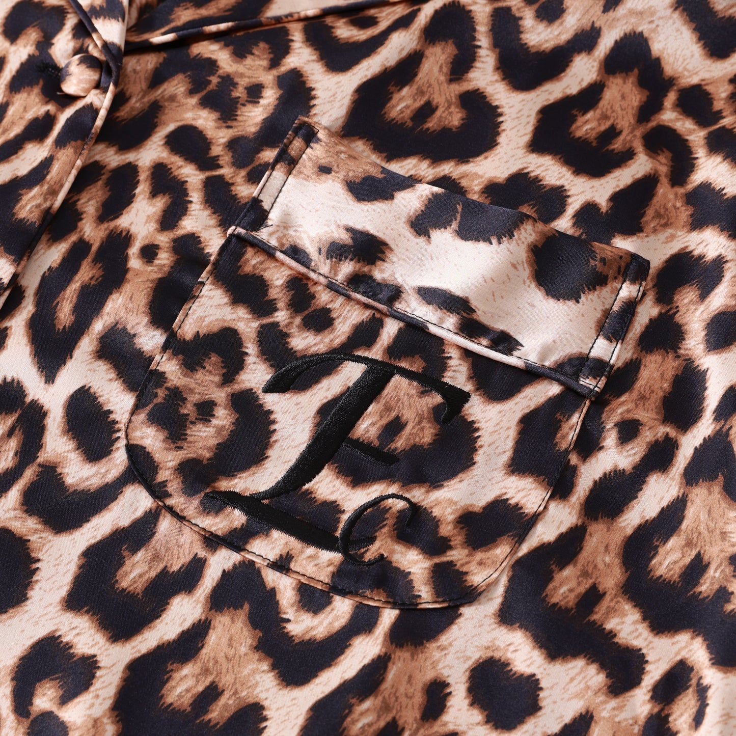 Pyjama pyjamaset lang panterprint Satijn