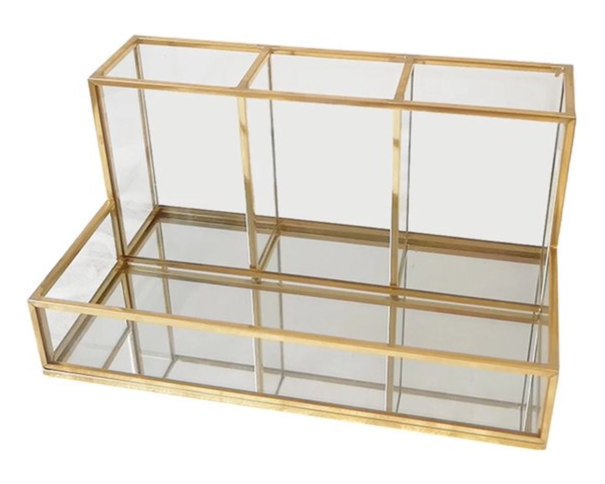 Make-up organizer goud