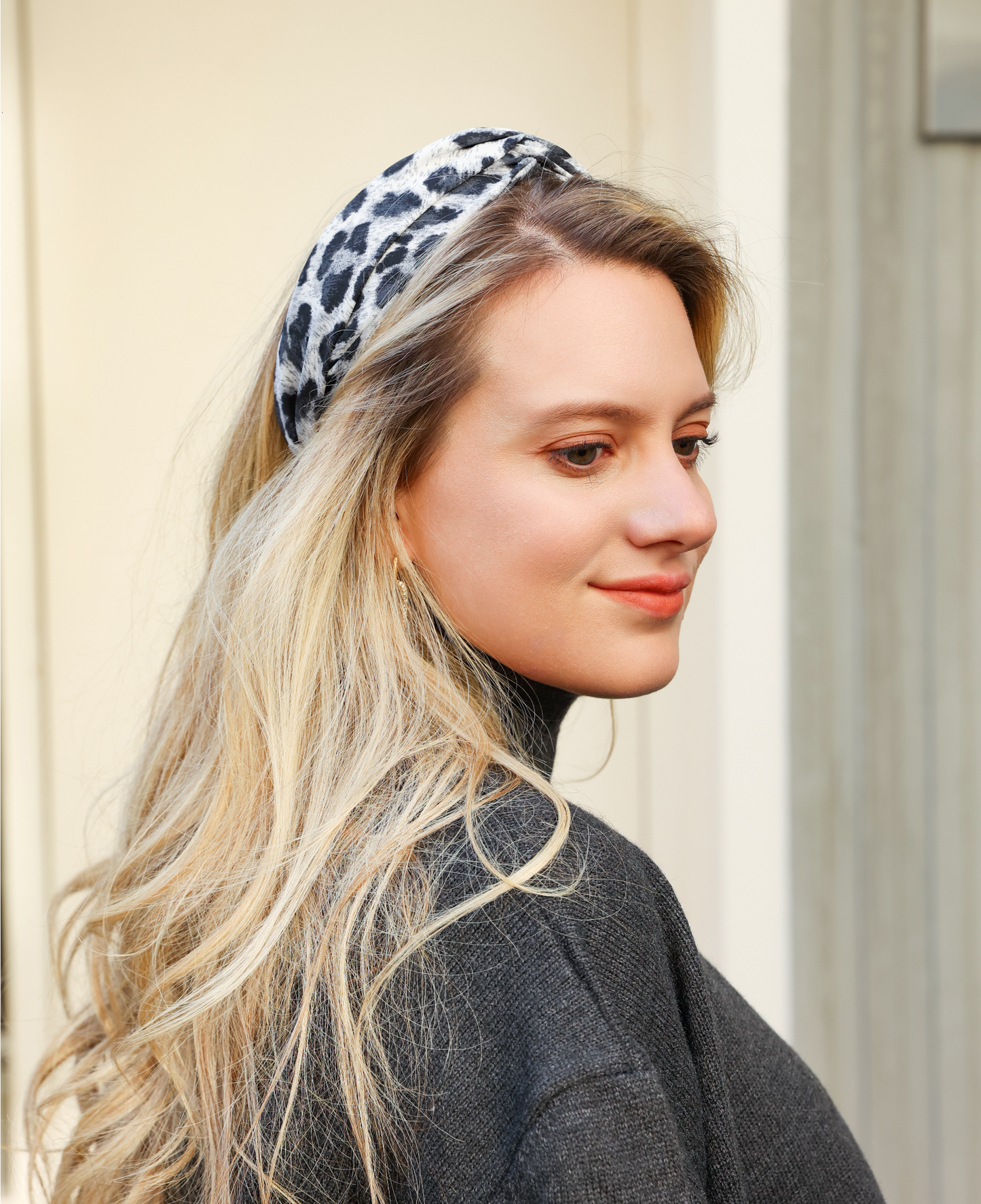 Headband panther print brown