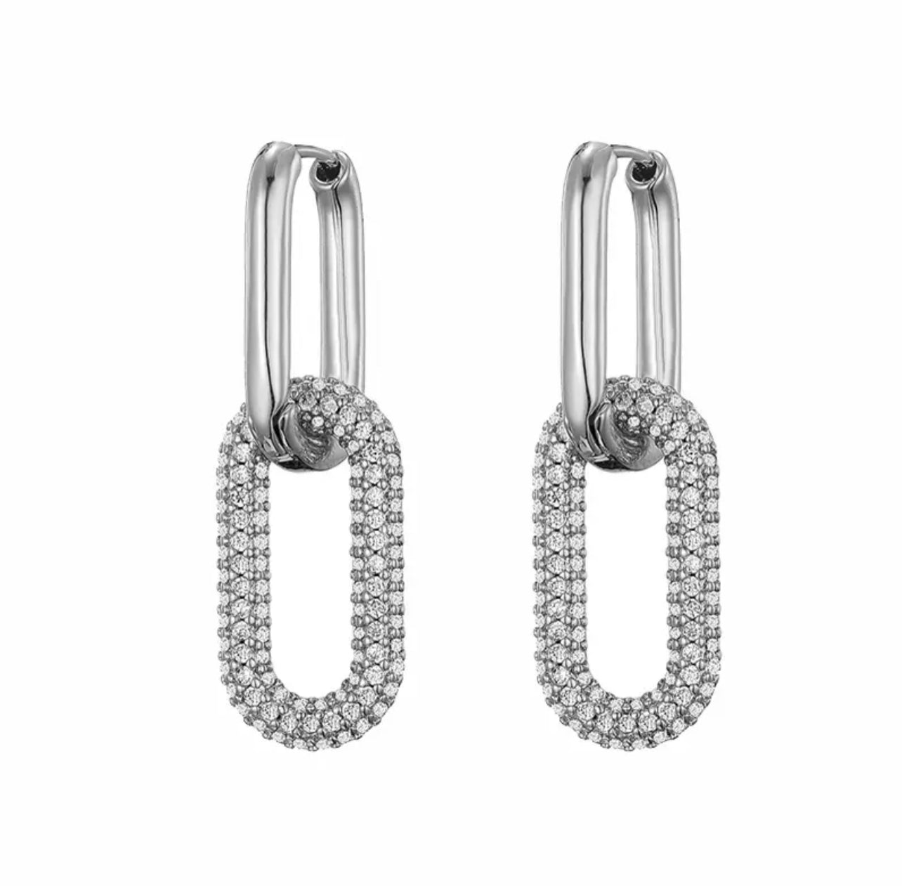Silver trapeze earrings