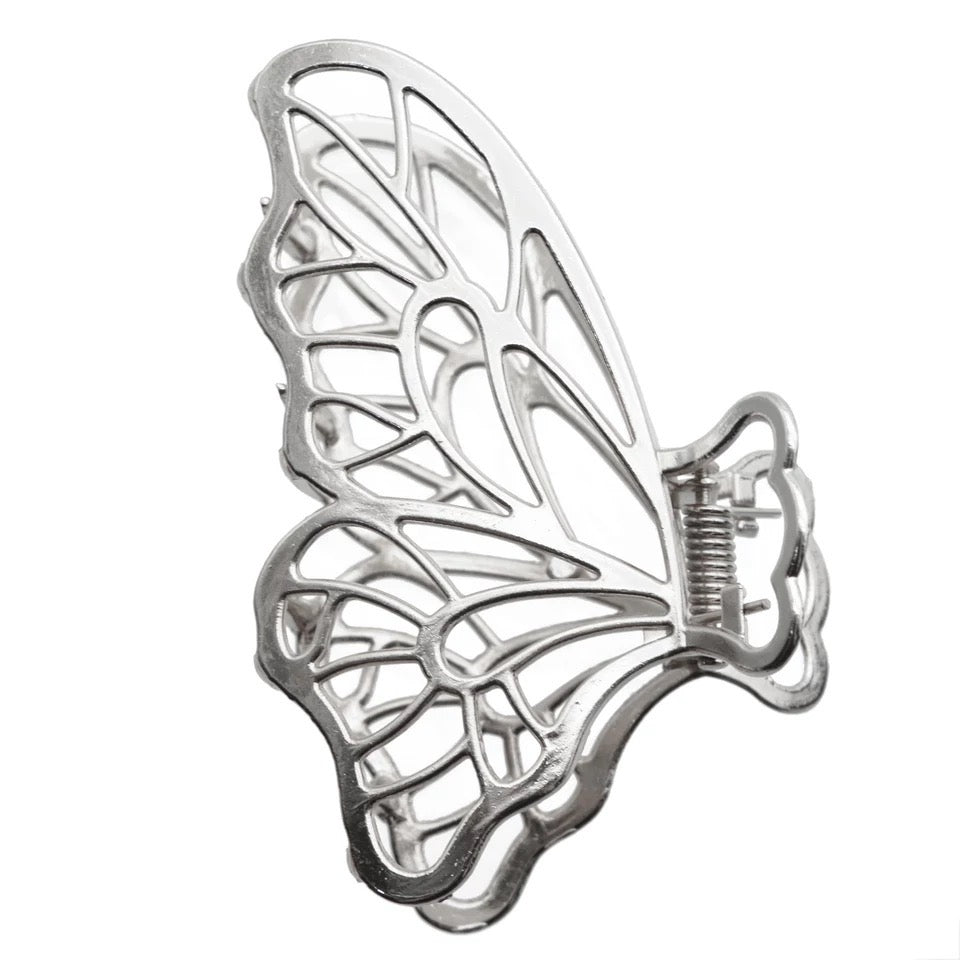 Hair clip butterfly silver