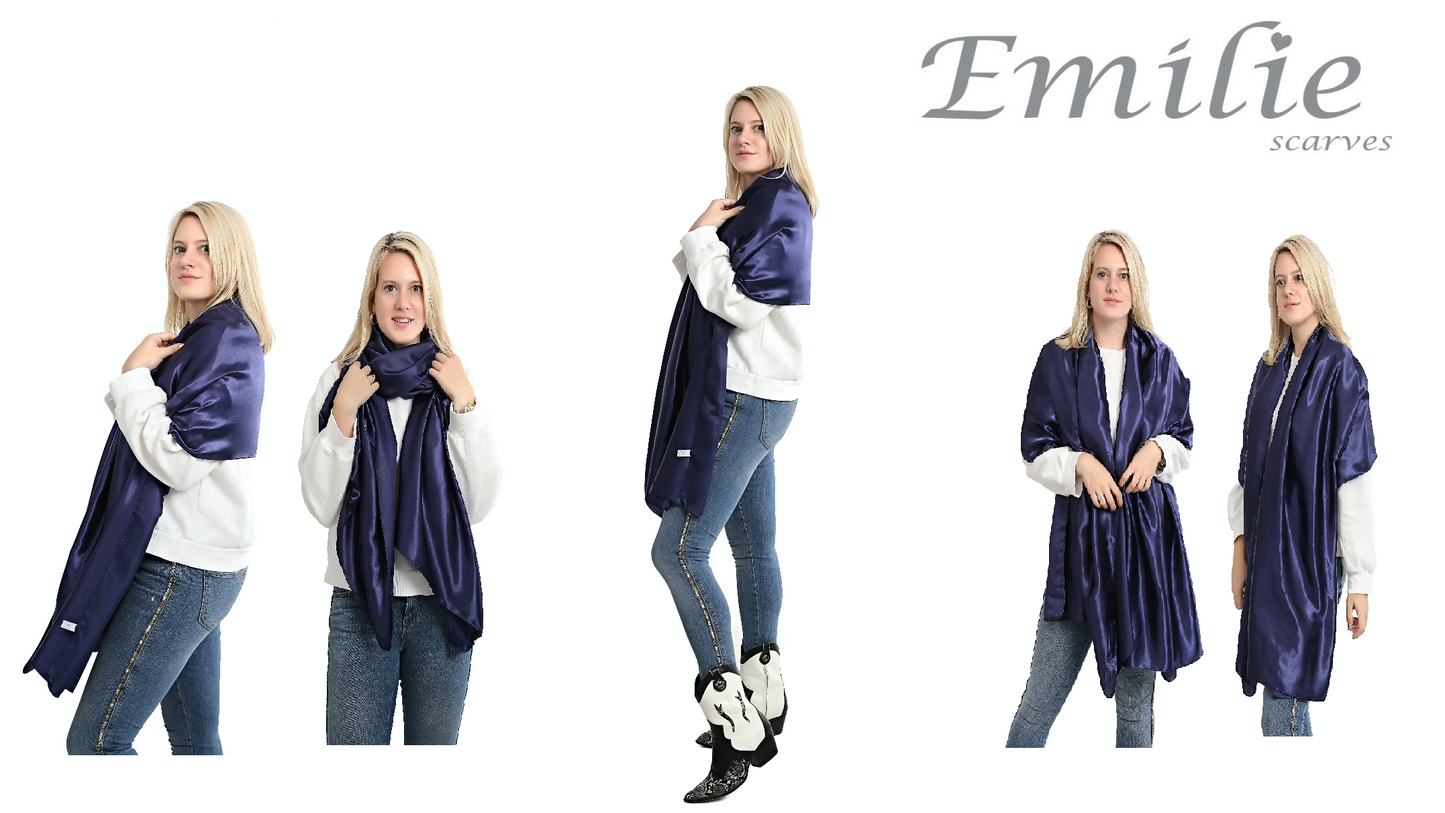 Scarf satin long sky blue