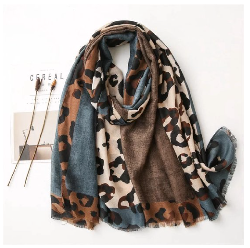 Scarf panther print blue
