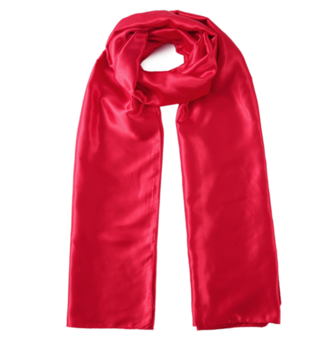 Scarf satin long red