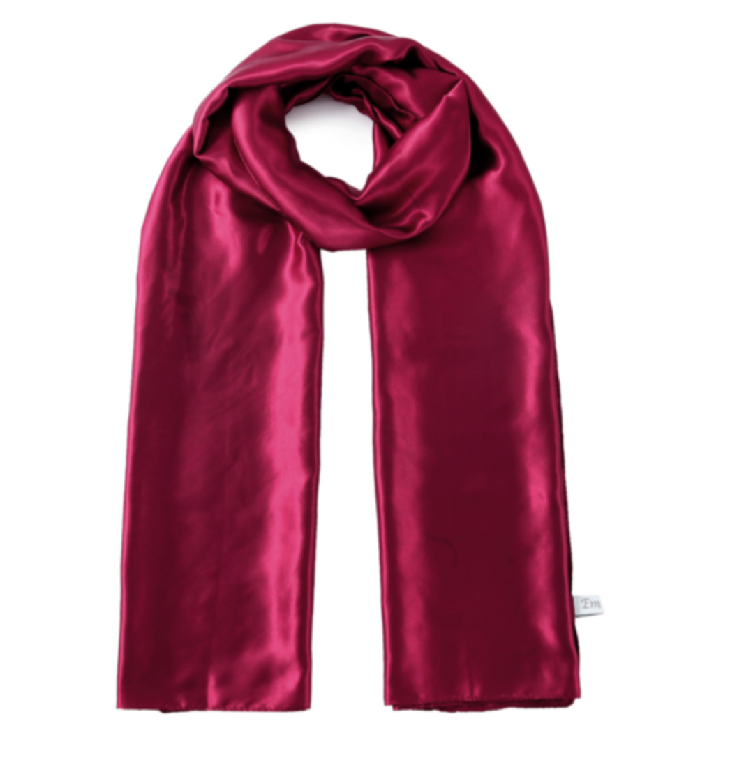 Scarf satin long dark red