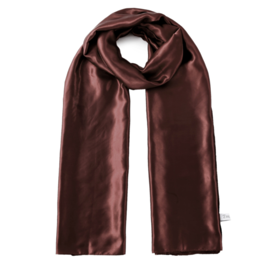 Scarf satin long brown