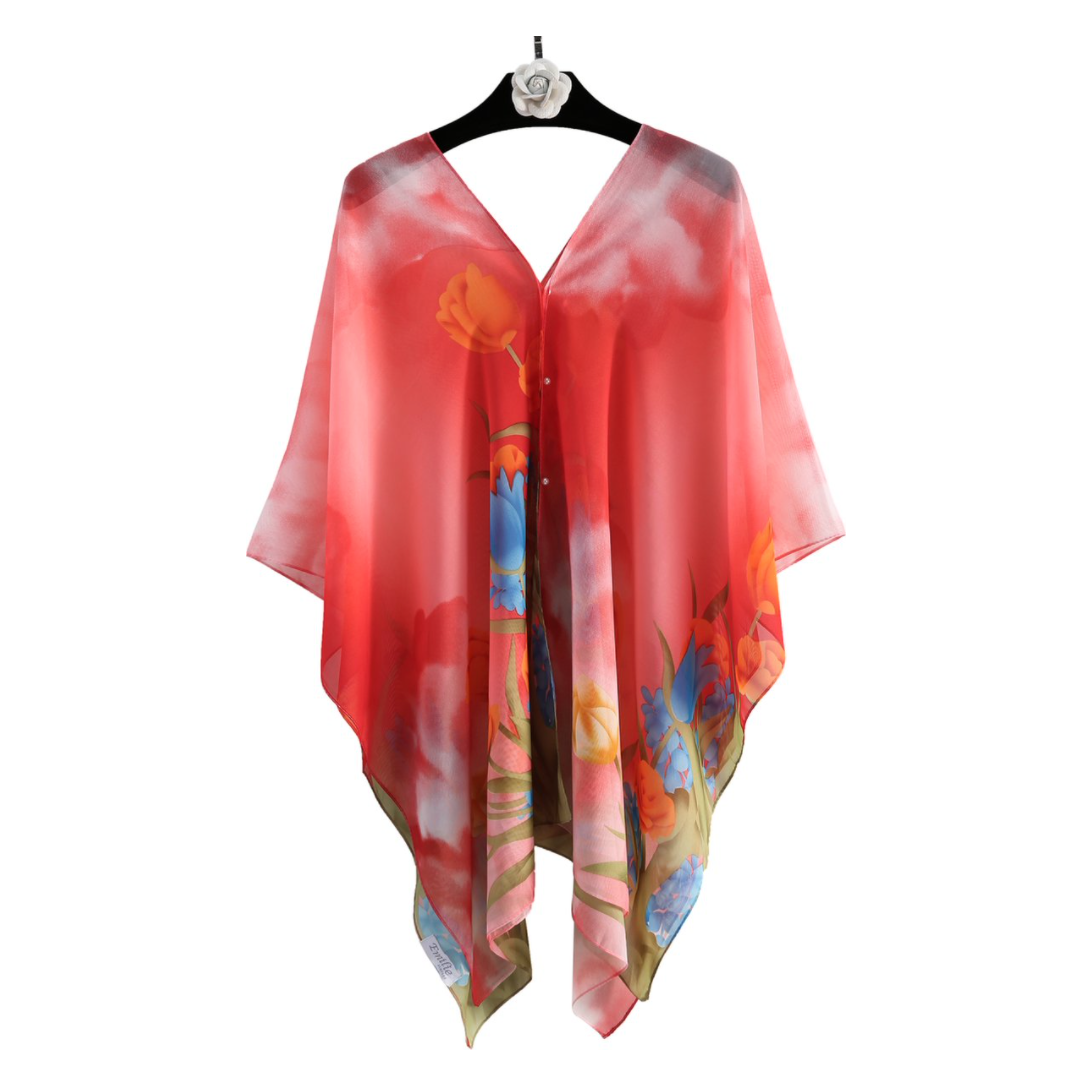 Beach poncho coral