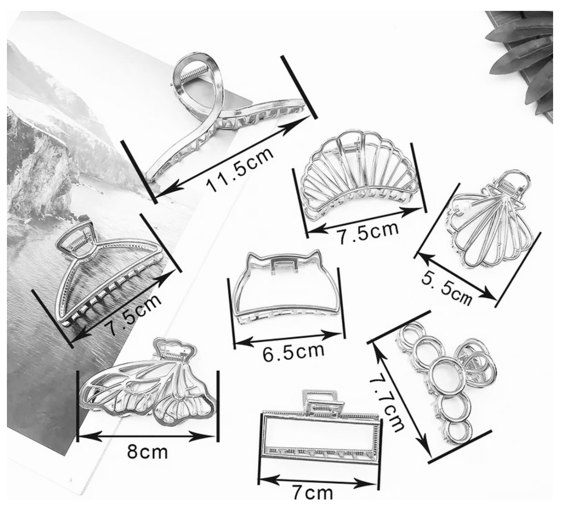 Hair clip shell silver