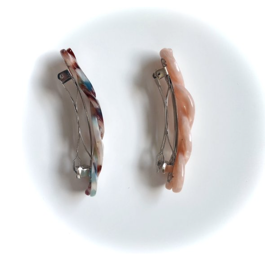 Pink marble hair clips
