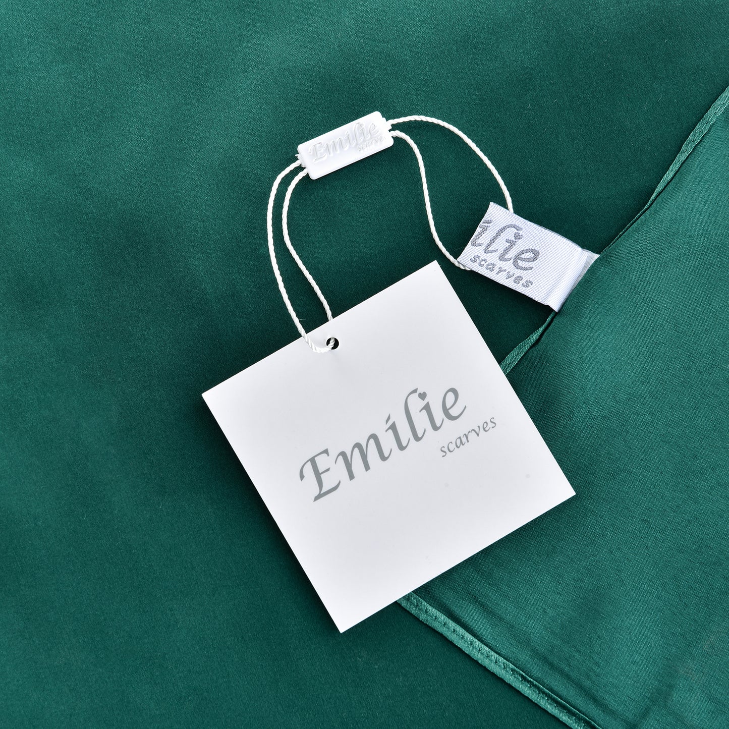 Scarf satin square dark green